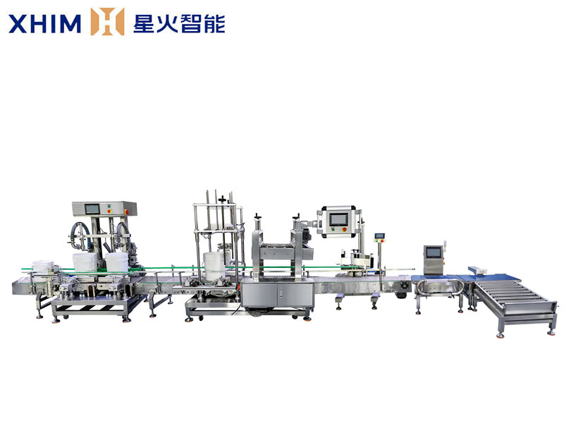 全自動化工液體稱重灌裝機生產(chǎn)線-灌裝